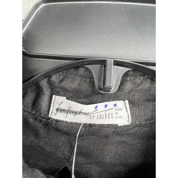 Cp Shades Solid Ruffled Linen Blouse Oversized Button Front Vintage Grey - Picture 5 of 7